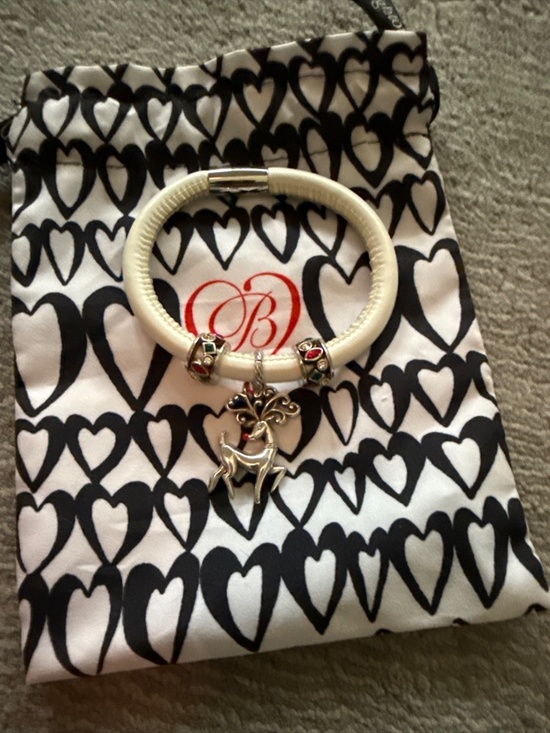 Brighton Jewelry White Christmas Bracelet with Holiday Beads and Reindeer Charm - Picture 2 of 6